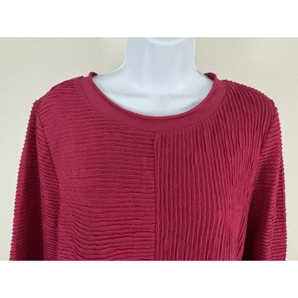 HABITAT Clothes To Live In Fuschia Pink Textured Long Sleeve Tunic Top Sz L - Picture 2 of 7